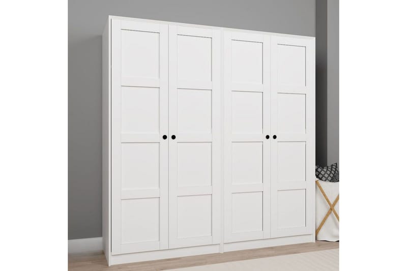 Nagouri Garderobe med Skuffer 188x190 cm i Tre - Hvit - Oppbevaring - Garderober & garderobesystem