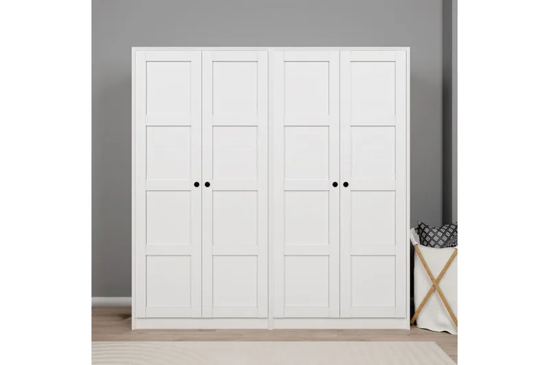 Nagouri Garderobe med Skuffer 188x190 cm i Tre - Hvit - Oppbevaring - Garderober & garderobesystem