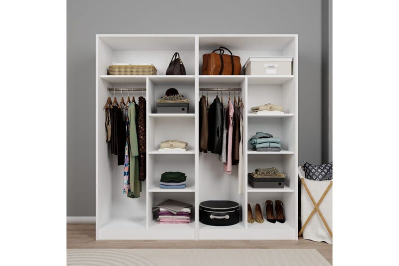 Nagouri Garderobe med Skuffer 188x190 cm i Tre - Hvit - Oppbevaring - Garderober & garderobesystem