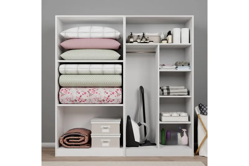 Nagouri Garderobe med Skuffer 188x190 cm i Tre - Hvit - Oppbevaring - Garderober & garderobesystem