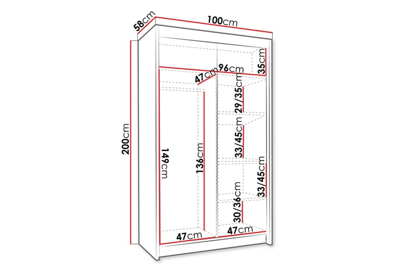 Narbonne Garderobe 100x200 cm - Beige - Oppbevaring - Garderober & garderobesystem