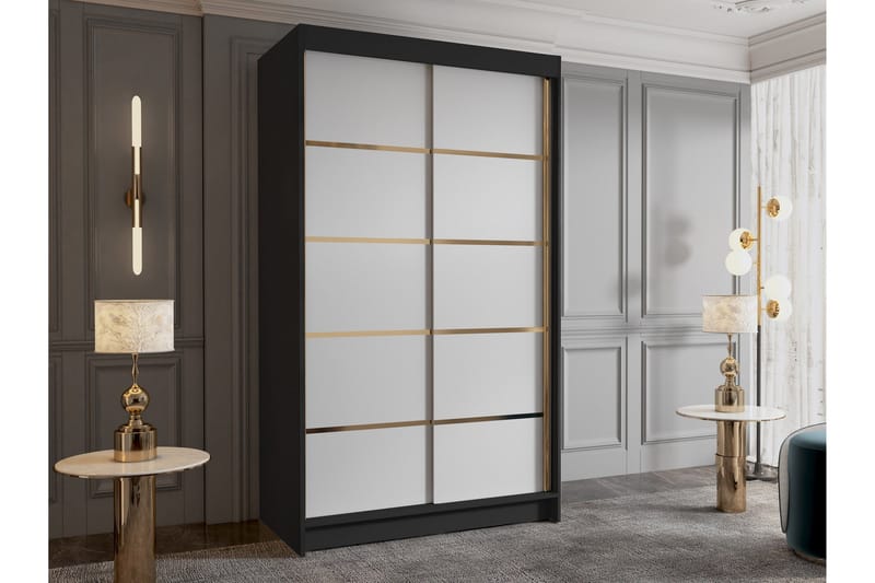 Narbonne Garderobe 100x200 cm - Hvit/Svart - Oppbevaring - Garderober & garderobesystem