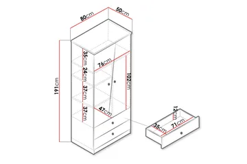 Nero Garderobe 80 cm - Natur/Hvit/Grå - Oppbevaring - Garderober & garderobesystem - Garderobeskap