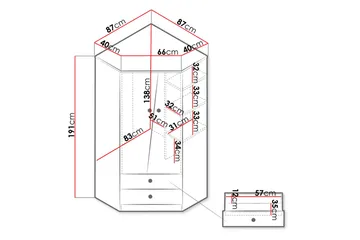 Nero Garderobe 87 cm - Natur/Hvit - Oppbevaring - Garderober & garderobesystem - Garderobeskap
