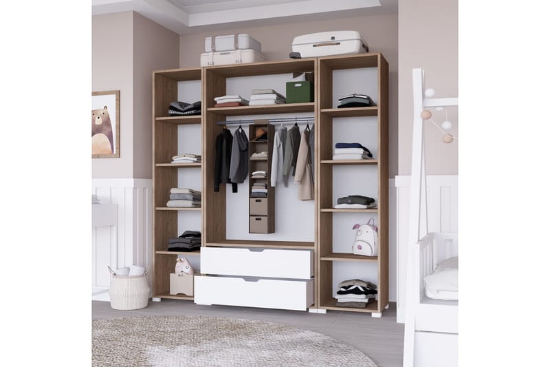 Nordhs Garderobe 140x182 cm - Lys brun/Hvit - Oppbevaring - Garderober & garderobesystem