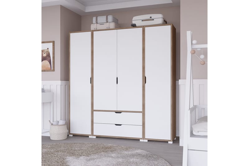 Nordhs Garderobe 140x182 cm - Lys brun/Hvit - Oppbevaring - Garderober & garderobesystem
