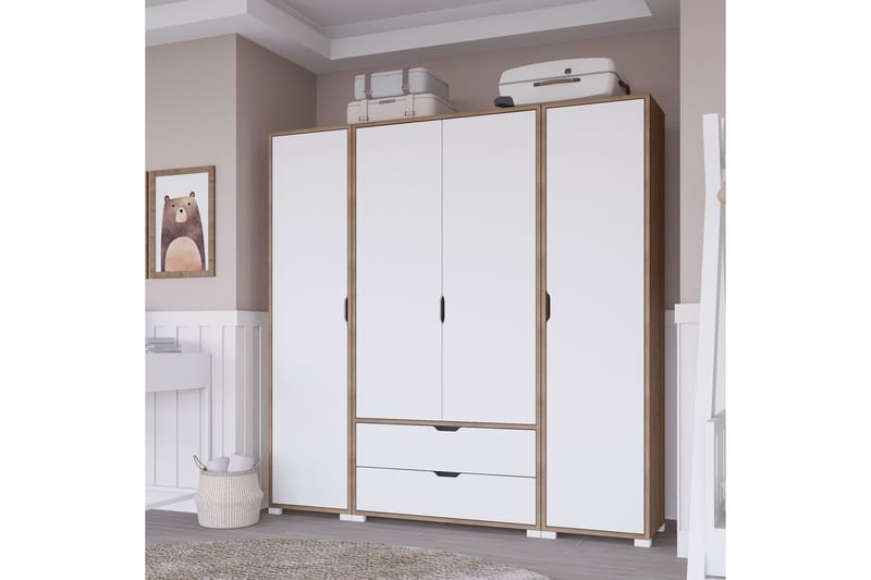 Nordhs Garderobe 140x182 cm - Lys brun/Hvit - Oppbevaring - Garderober & garderobesystem