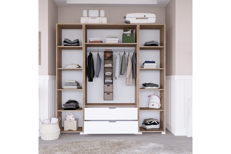 Nordhs Garderobe 140x182 cm - Lys brun/Hvit - Oppbevaring - Garderober & garderobesystem