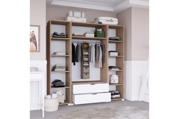 Nordhs Garderobe 140x182 cm - Lys brun/Hvit - Oppbevaring - Garderober & garderobesystem