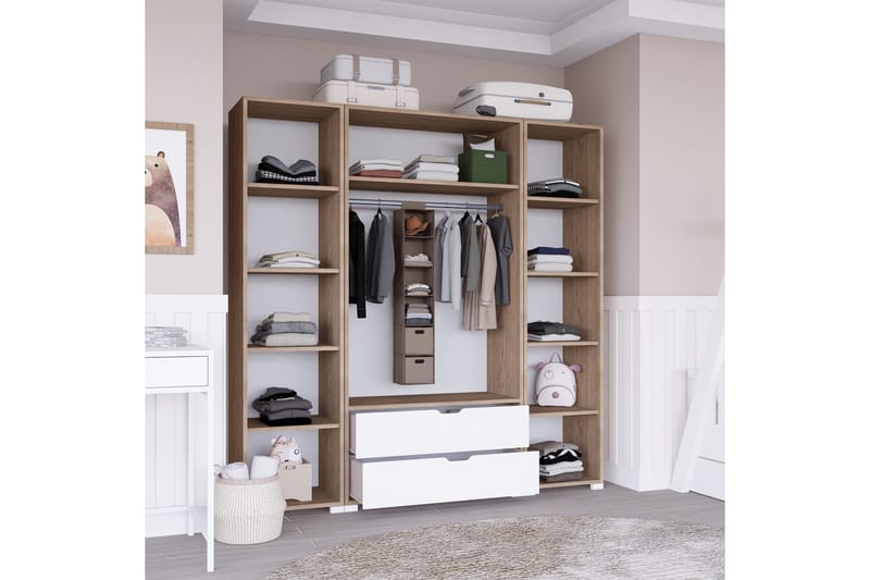 Nordhs Garderobe 140x182 cm - Lys brun/Hvit - Oppbevaring - Garderober & garderobesystem