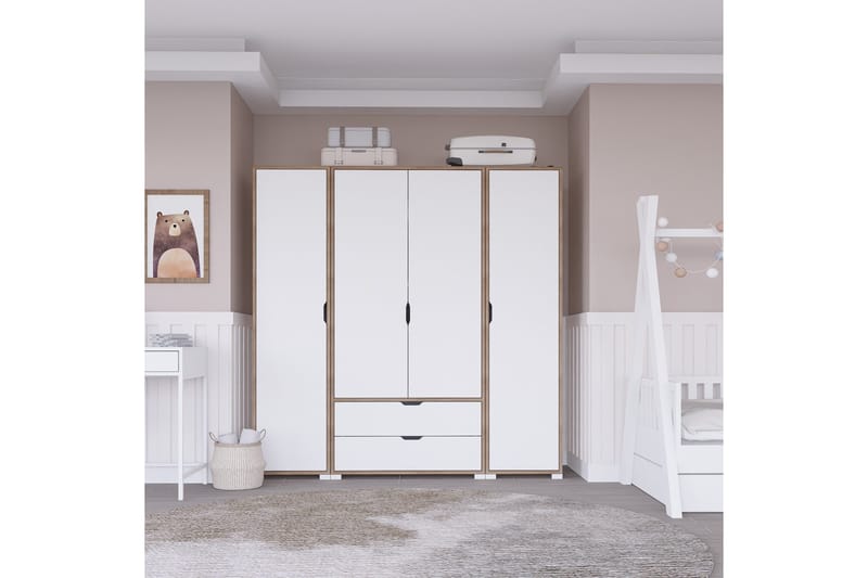 Nordhs Garderobe 140x182 cm - Lys brun/Hvit - Oppbevaring - Garderober & garderobesystem