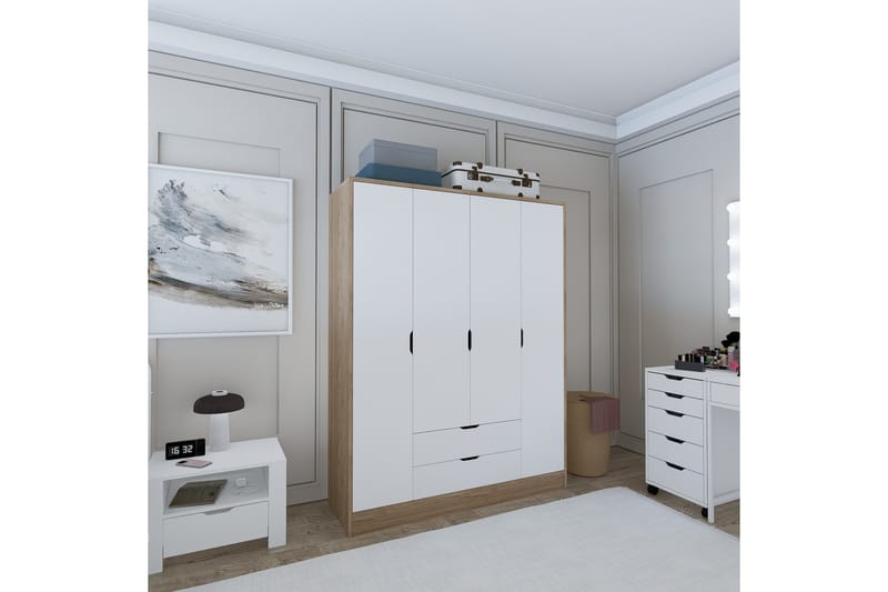 Nordhs Garderobe 170x183 cm - Lys brun/Hvit - Oppbevaring - Garderober & garderobesystem