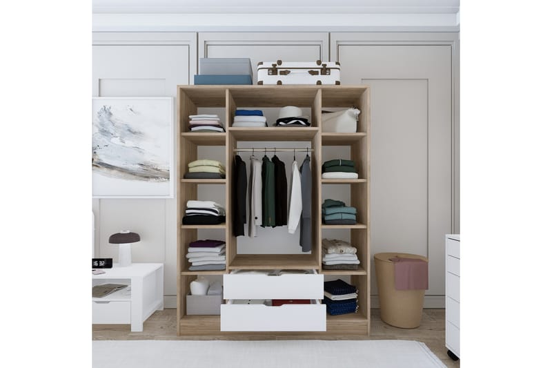 Nordhs Garderobe 170x183 cm - Lys brun/Hvit - Oppbevaring - Garderober & garderobesystem