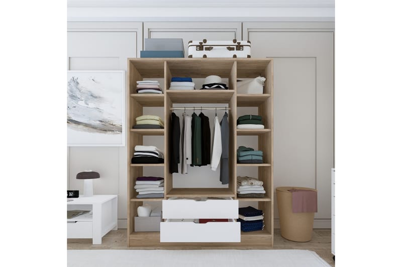 Nordhs Garderobe 170x183 cm - Lys brun/Hvit - Oppbevaring - Garderober & garderobesystem