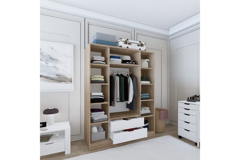 Nordhs Garderobe 170x183 cm - Lys brun/Hvit - Oppbevaring - Garderober & garderobesystem