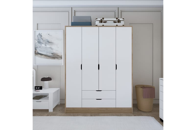 Nordhs Garderobe 170x183 cm - Lys brun/Hvit - Oppbevaring - Garderober & garderobesystem