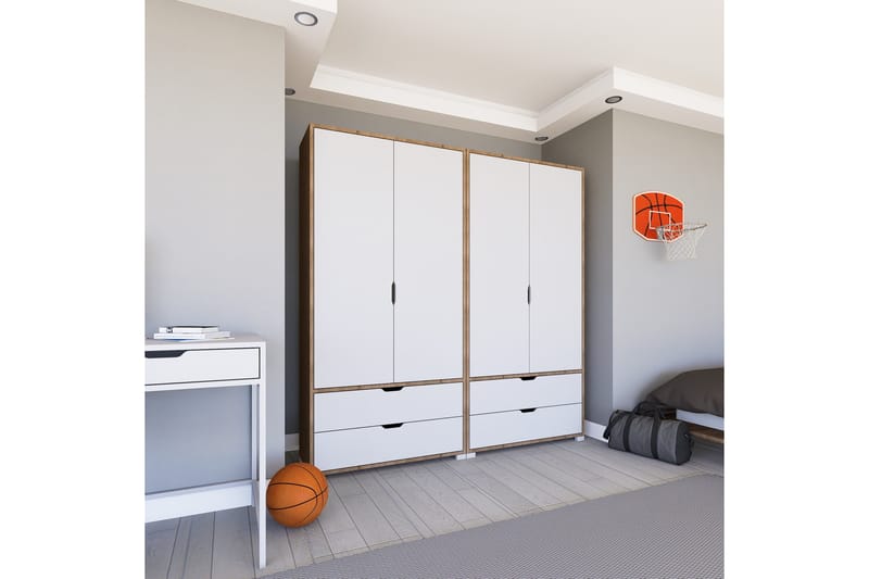 Nordhs Garderobe 180x183 cm - Lys brun/Hvit - Oppbevaring - Garderober & garderobesystem