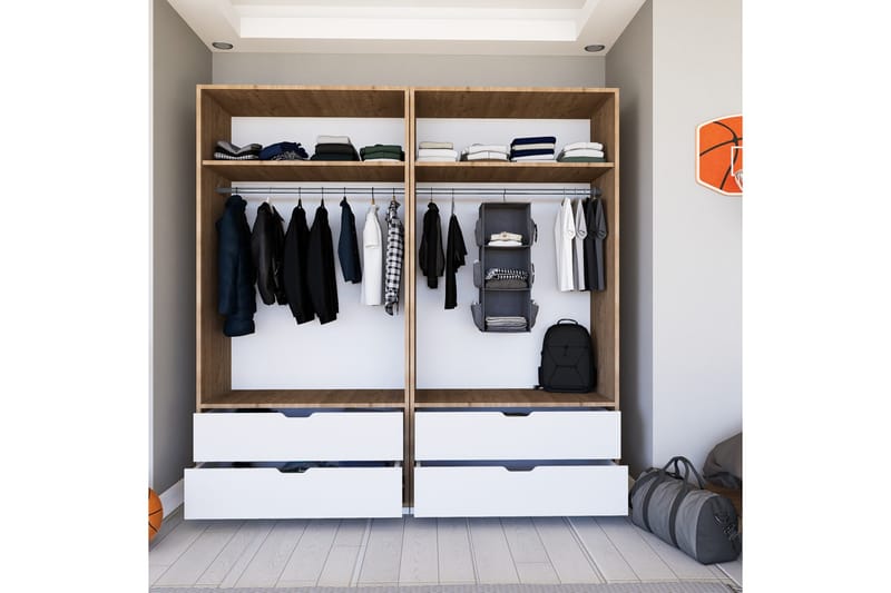 Nordhs Garderobe 180x183 cm - Lys brun/Hvit - Oppbevaring - Garderober & garderobesystem