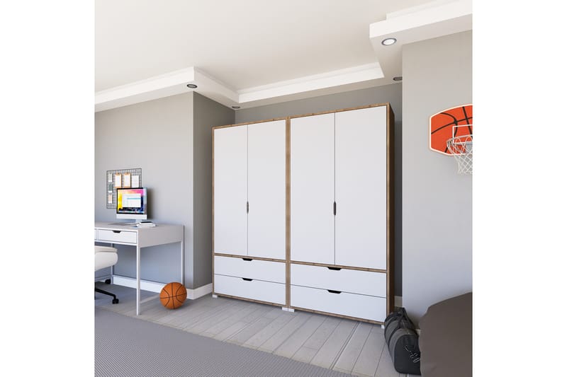 Nordhs Garderobe 180x183 cm - Lys brun/Hvit - Oppbevaring - Garderober & garderobesystem
