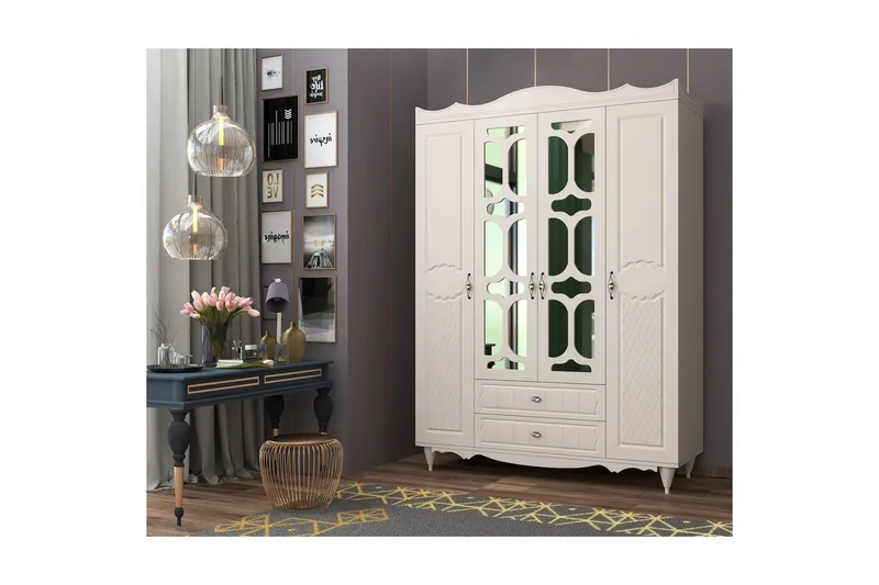 Noric Garderobe 140x190 cm - Matt Hvit - Oppbevaring - Garderober & garderobesystem