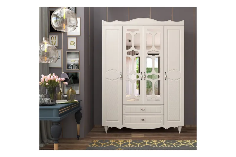 Noric Garderobe 140x190 cm - Matt Hvit - Oppbevaring - Garderober & garderobesystem