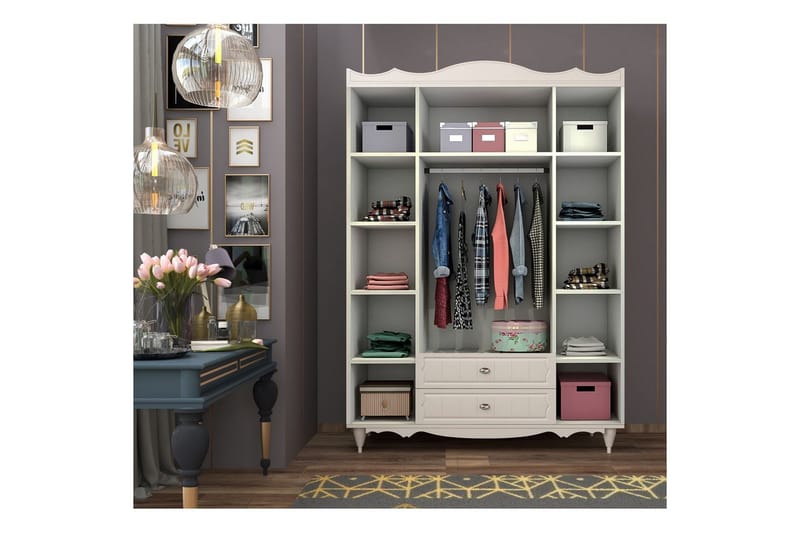 Noric Garderobe 140x190 cm - Matt Hvit - Oppbevaring - Garderober & garderobesystem