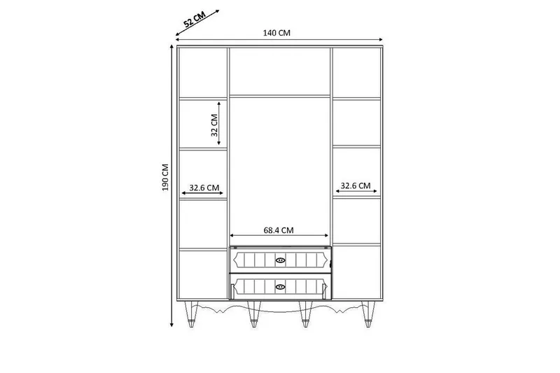 Noric Garderobe 140x190 cm - Matt Hvit - Oppbevaring - Garderober & garderobesystem