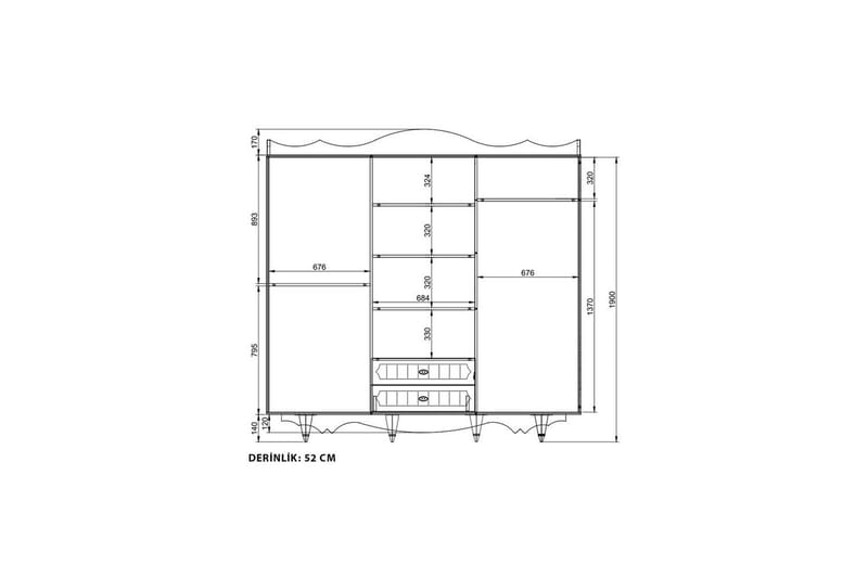 Noric Garderobe 210x190 cm - Matt Hvit - Oppbevaring - Garderober & garderobesystem