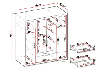 Norrbyn Garderob 53x190x176,3 cm - Hvit - Oppbevaring - Garderober & garderobesystem