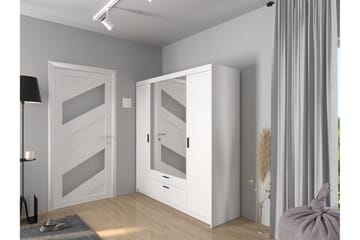Norrbyn Garderobe med Speil 53x190x176,3 cm - Hvit - Oppbevaring - Garderober & garderobesystem