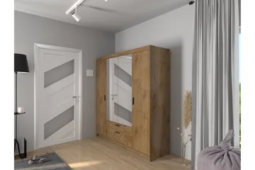 Norrbyn Garderobe med Speil 53x190x176,3 cm - Natur - Oppbevaring - Garderober & garderobesystem