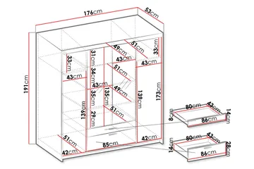 Norrbyn Garderobe med Speil 53x190x176,3 cm - Sonomaeik - Oppbevaring - Garderober & garderobesystem