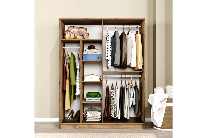Olera Garderobe 140x180 cm - Natur - Oppbevaring - Garderober & garderobesystem
