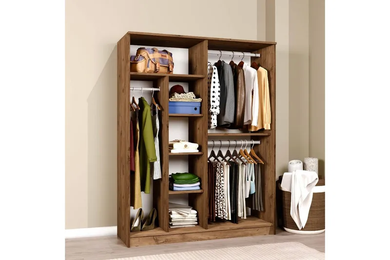 Olera Garderobe 140x180 cm - Natur - Oppbevaring - Garderober & garderobesystem