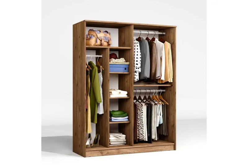 Olera Garderobe 140x180 cm - Natur - Oppbevaring - Garderober & garderobesystem