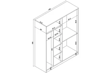 Olera Garderobe 140x180 cm - Natur - Oppbevaring - Garderober & garderobesystem