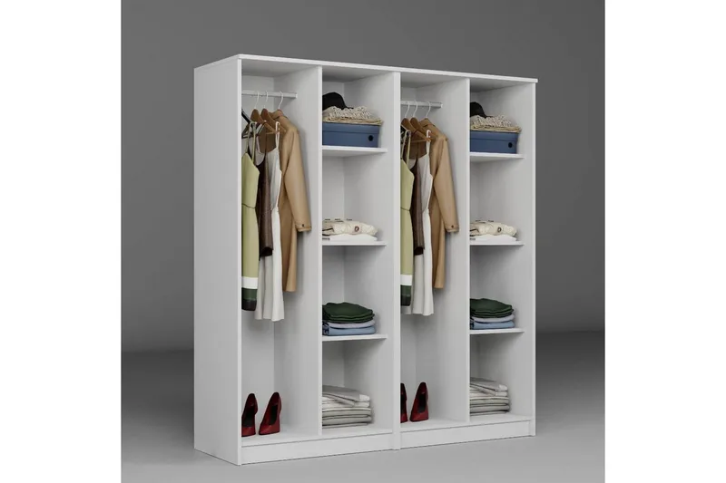 Olera Garderobe 160x180 cm - Hvit - Oppbevaring - Garderober & garderobesystem - Garderobeskap