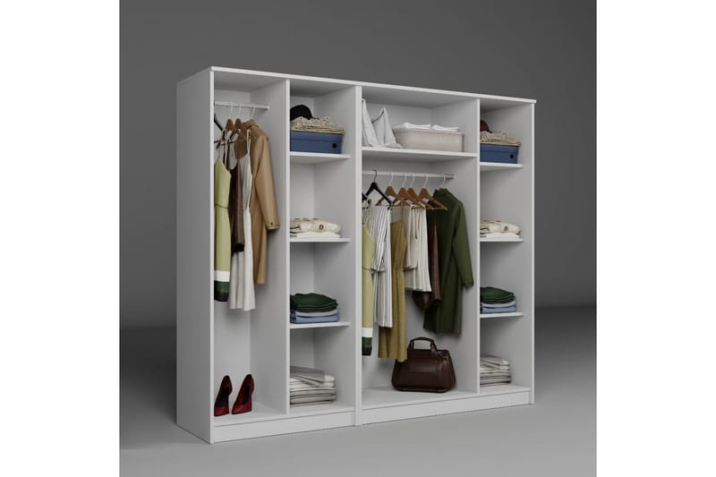 Olera Garderobe 200x180 cm - Hvit - Oppbevaring - Garderober & garderobesystem