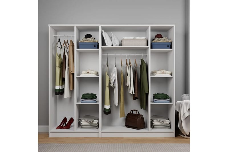 Olera Garderobe 200x180 cm - Hvit - Oppbevaring - Garderober & garderobesystem