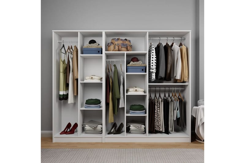 Olera Garderobe 220x180 cm - Hvit - Oppbevaring - Garderober & garderobesystem