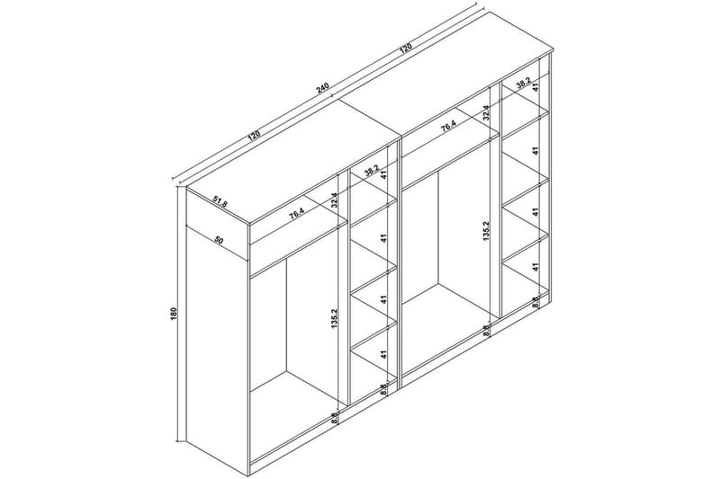Olera Garderobe 240x180 cm - Hvit - Oppbevaring - Garderober & garderobesystem