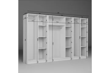 Olera Garderobe 280x180 cm - Hvit - Oppbevaring - Garderober & garderobesystem - Garderobeskap