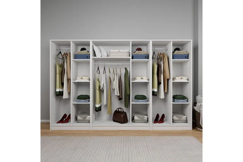 Olera Garderobe 280x180 cm - Hvit - Oppbevaring - Garderober & garderobesystem - Garderobeskap