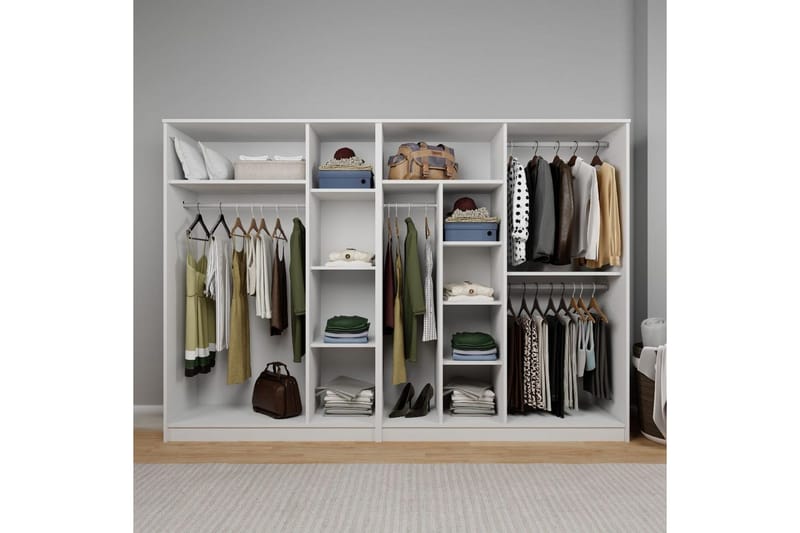 Olera Garderobe 280x180 cm - Hvit - Oppbevaring - Garderober & garderobesystem