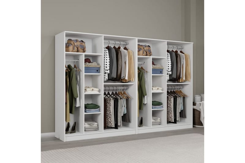 Olera Garderobe 280x180 cm - Hvit - Oppbevaring - Garderober & garderobesystem