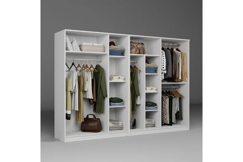 Olera Garderobe 280x180 cm - Hvit - Oppbevaring - Garderober & garderobesystem