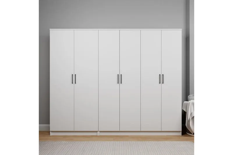 Olera Garderobeskap 220 cm i Malt Tre, Hvit