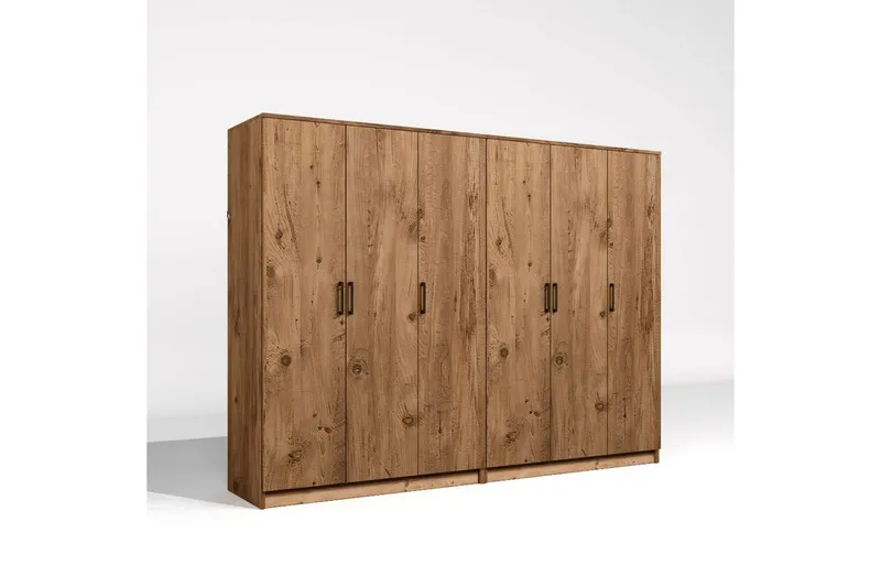 Olera Garderobeskap 240 cm i Lyst Tre, Brun
