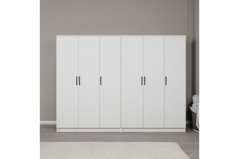 Olera Garderobeskap 240 cm i Malt Tre - Hvit - Oppbevaring - Garderober & garderobesystem