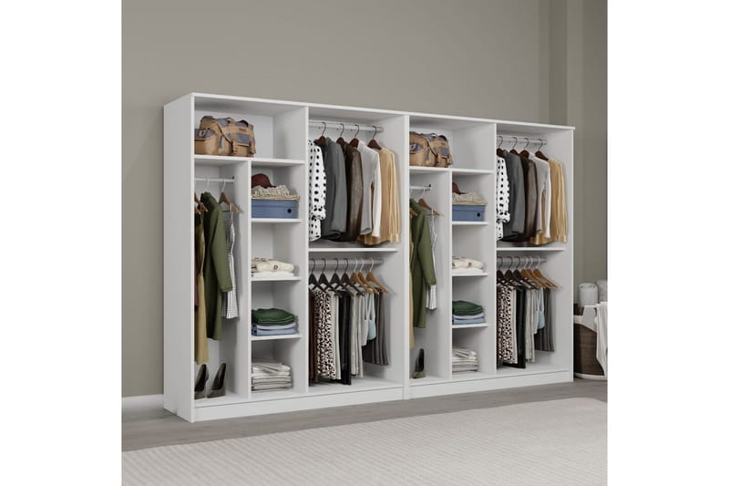 Olera Garderobeskap 280 cm i Malt Tre - Hvit - Oppbevaring - Garderober & garderobesystem